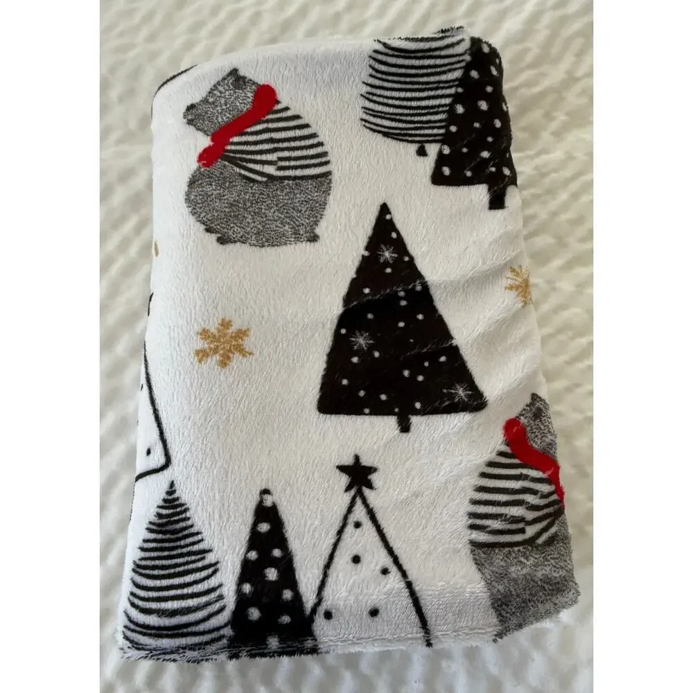 Minky Couture Christmas Minky Standard Pillowcase Tree Bears Plush Holiday 19x30